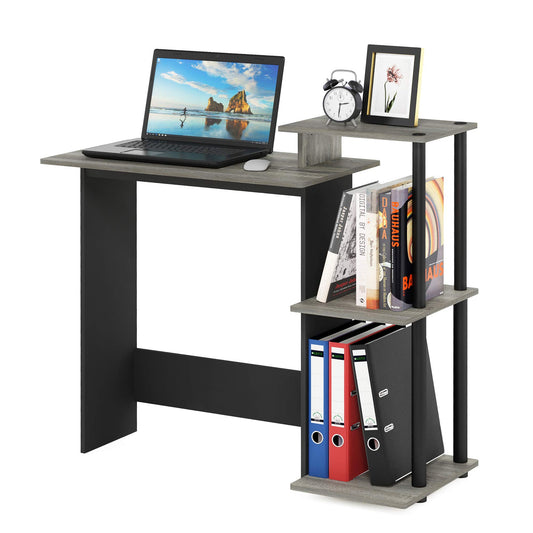 Furinno EFFICIENT Desk, 28.6" Wide Gaming Desk with 3 Open Side Shelves, Laptop Notebook Computer Desk, Office Desk for Home Office, Study Room, Dorm, Bedroom, French Oak