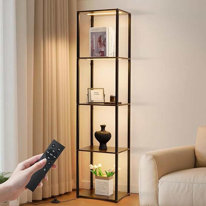 Corner Shelf with Lights, 5-Tier Display Shelf Curio Cabinet, 3 Color Dimmable
