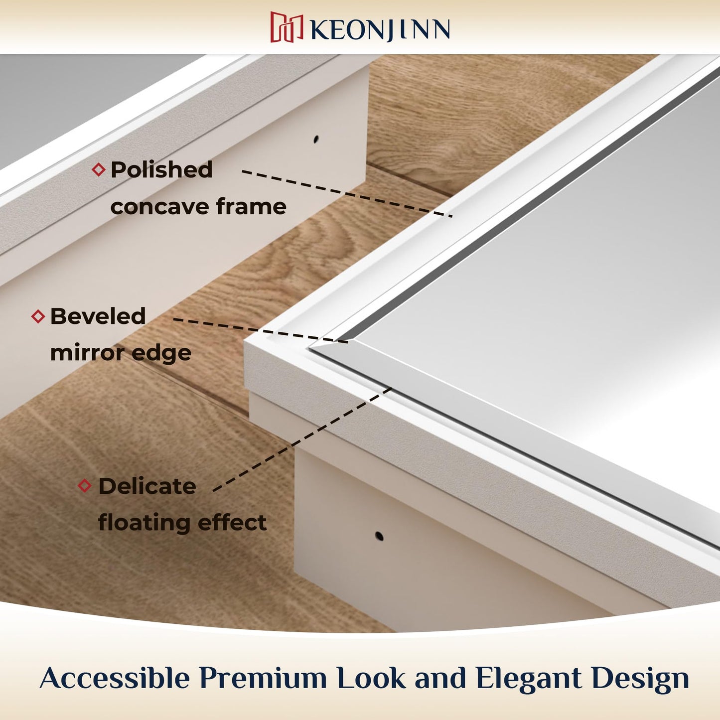 Keonjinn 20" x 26" White Medicine Cabinets for Bathroom with Mirror, Recessed or Surface Wall-Mounted Aluminum Alloy Framed Beveled Mirror, Single Door Farmhouse Bathroom Mirror with Storage Cabinet