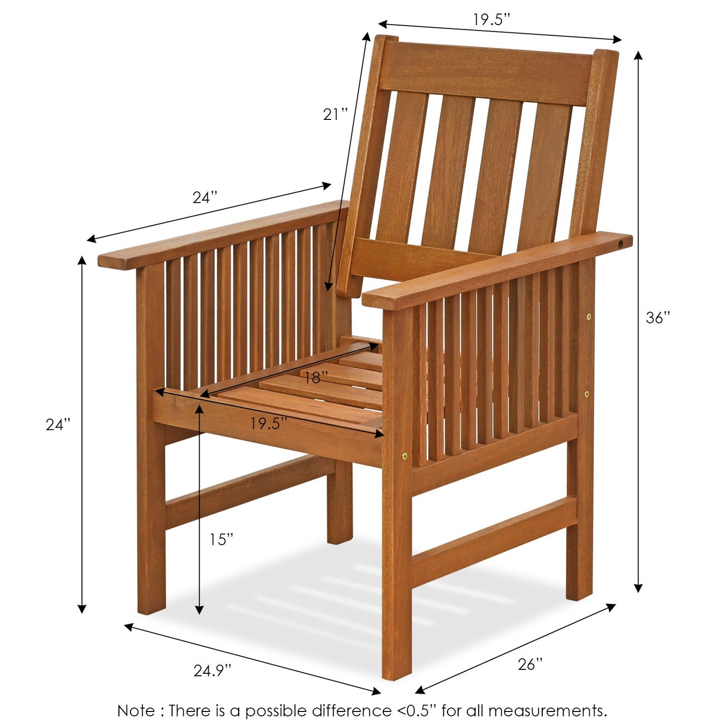 Furinno FG17318 Tioman Outdoor Hardwood Patio Furniture Armchair with Cushion Armchair with Cushion, 1 Arm Chair, Natural