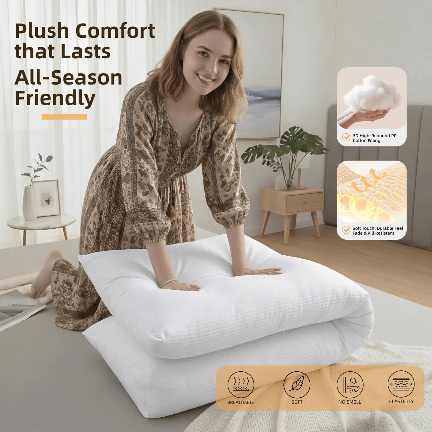 DVUAY Headboard Pillow Queen Size, Reading Pillow for Bed, Wave Pattern Wedge Pillow, Tufted Backrest Support, Headboard Substitute, Beige