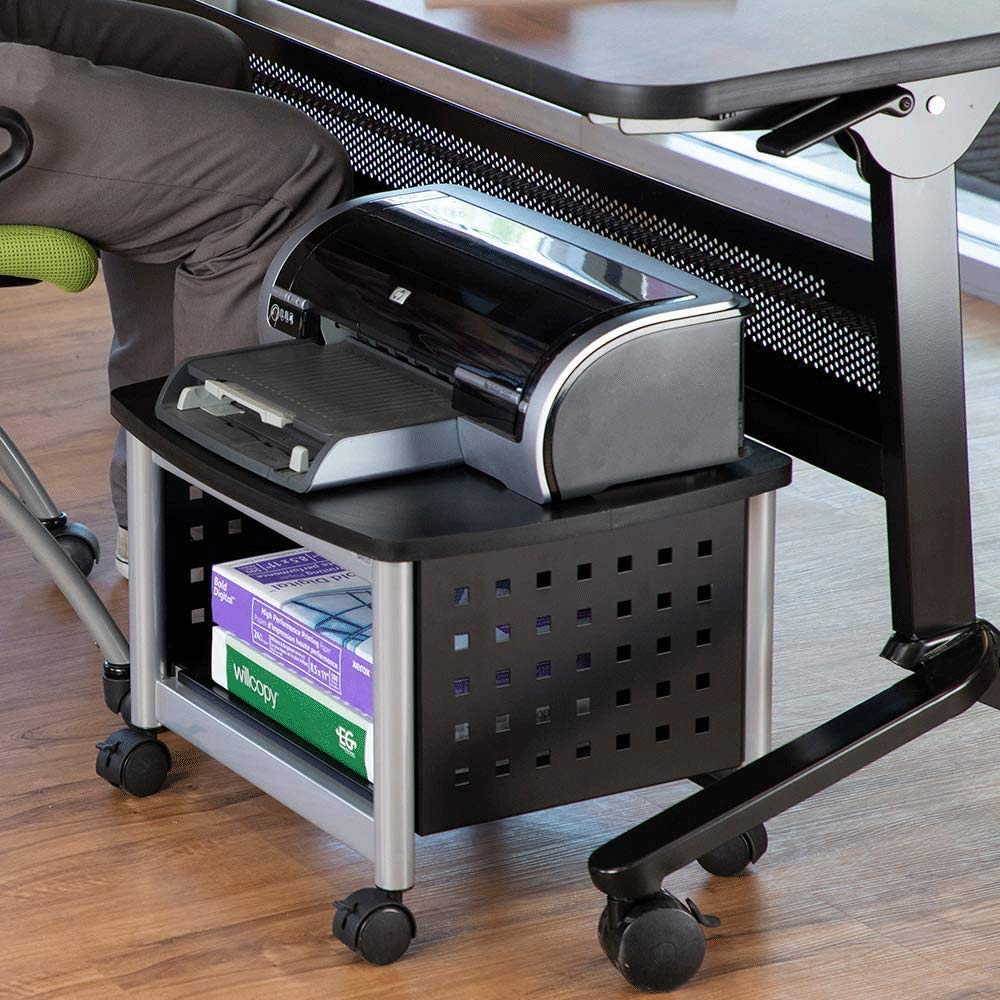 Safco Underdesk Multi Functional Stand - 1855BL, Powder Coated Steel, Swivel Wheels, Holds 100 lb - Home Orginization Solutions