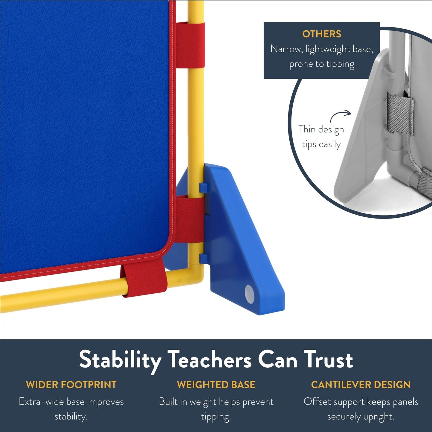 Children's Factory Big Screen PlayPanel - Set of 8, Kids Room Divider, Classroom Privacy Screen, Cantilever Feet Included, Blue