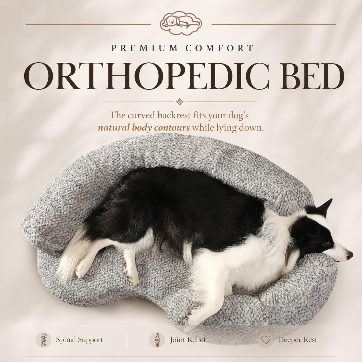 DogTender Orthopedic Memory Foam Dog Bed for Medium Sized Dog - Washable & Waterproof & Removable Couch - Round Calming Bed for Anxiety Relief (43 x 29 x 8 Inch)