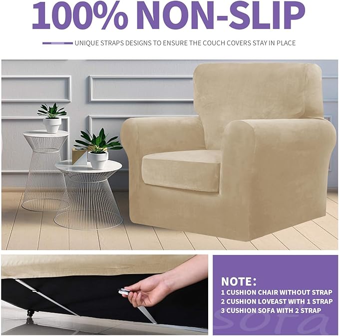 ZNSAYOTX Oversized Velvet 3 Piece Couch Cover