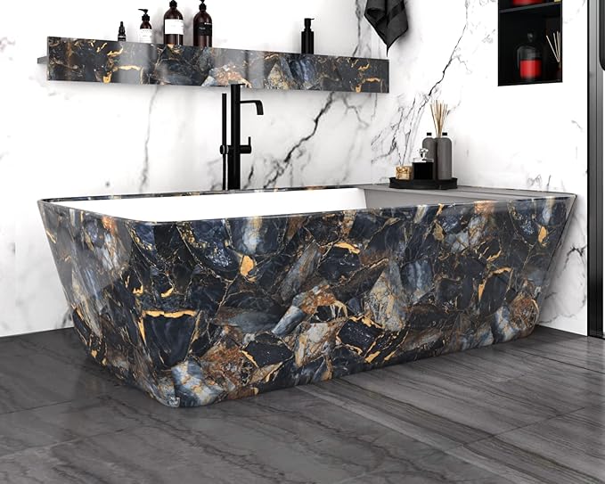 Marble Black/Purple Contact Paper Peel and Stick Countertops Gold Wallpaper