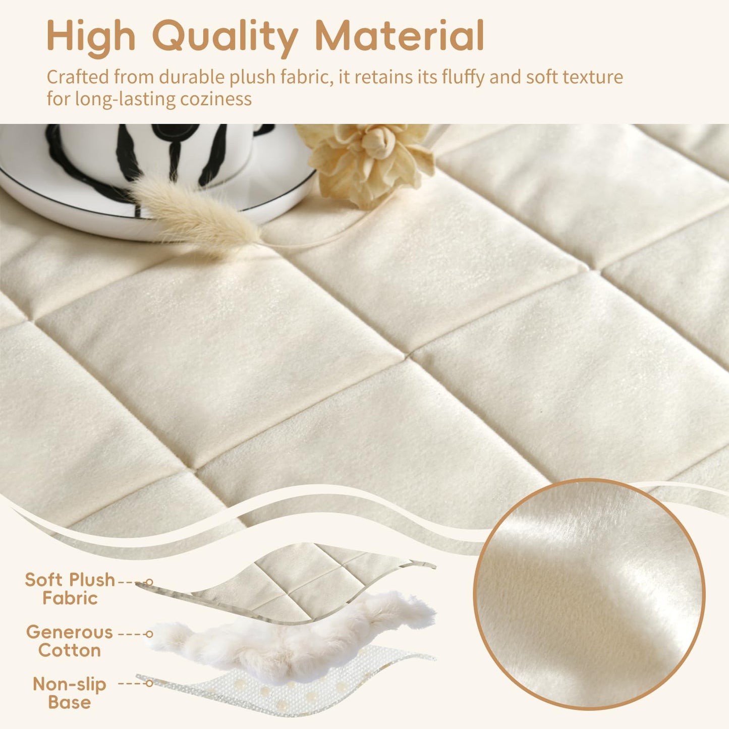 Arfntevss Pet Couch Covers for Sofa Washable Dogs Love Seat Cover for 2 Cushion Couch Plush Soft Velvet Loveseat Sofa Slipcover Anti-Slip Protector Washable (Fuzzy Grid Ivory White, 27.6" x 59")