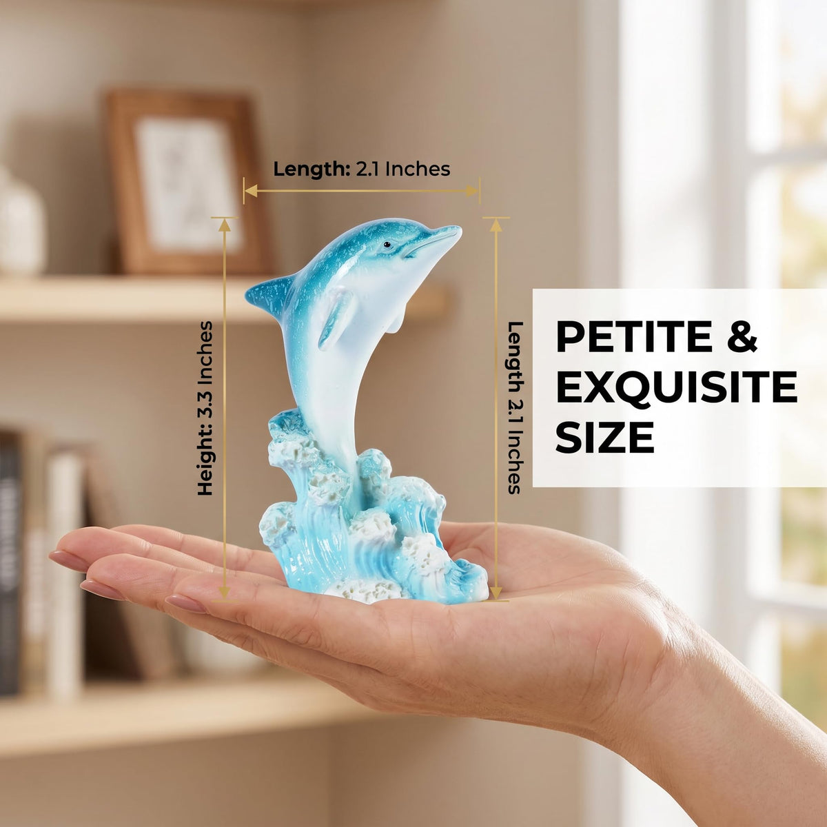 Brizoria Dolphin Decor Nautical Decor Leaping Dolphin Figurines Blue White Gradient Resin Ocean Themed Decor for Tabletop Shelf Desk Living Room Bedroom Office