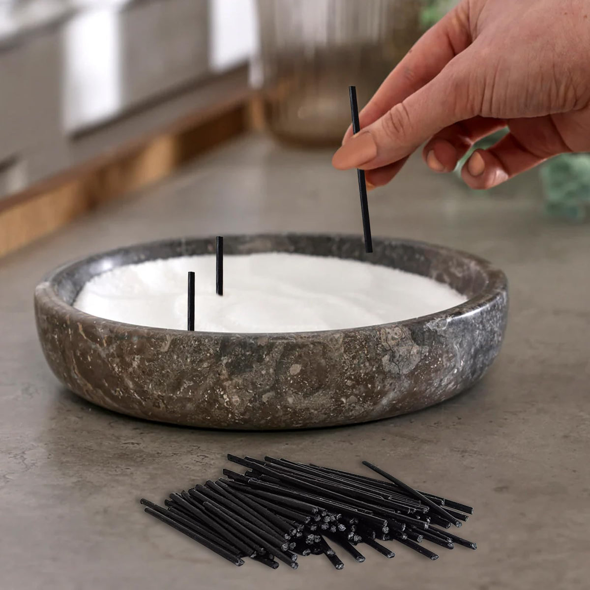 Pearled Candle Cotton Wicks 100-Pack for Sand Candles Making - 2Inch Metal-Free and Lead-Free Refill Sand Wax Wick for Candle Making DIY (Black)