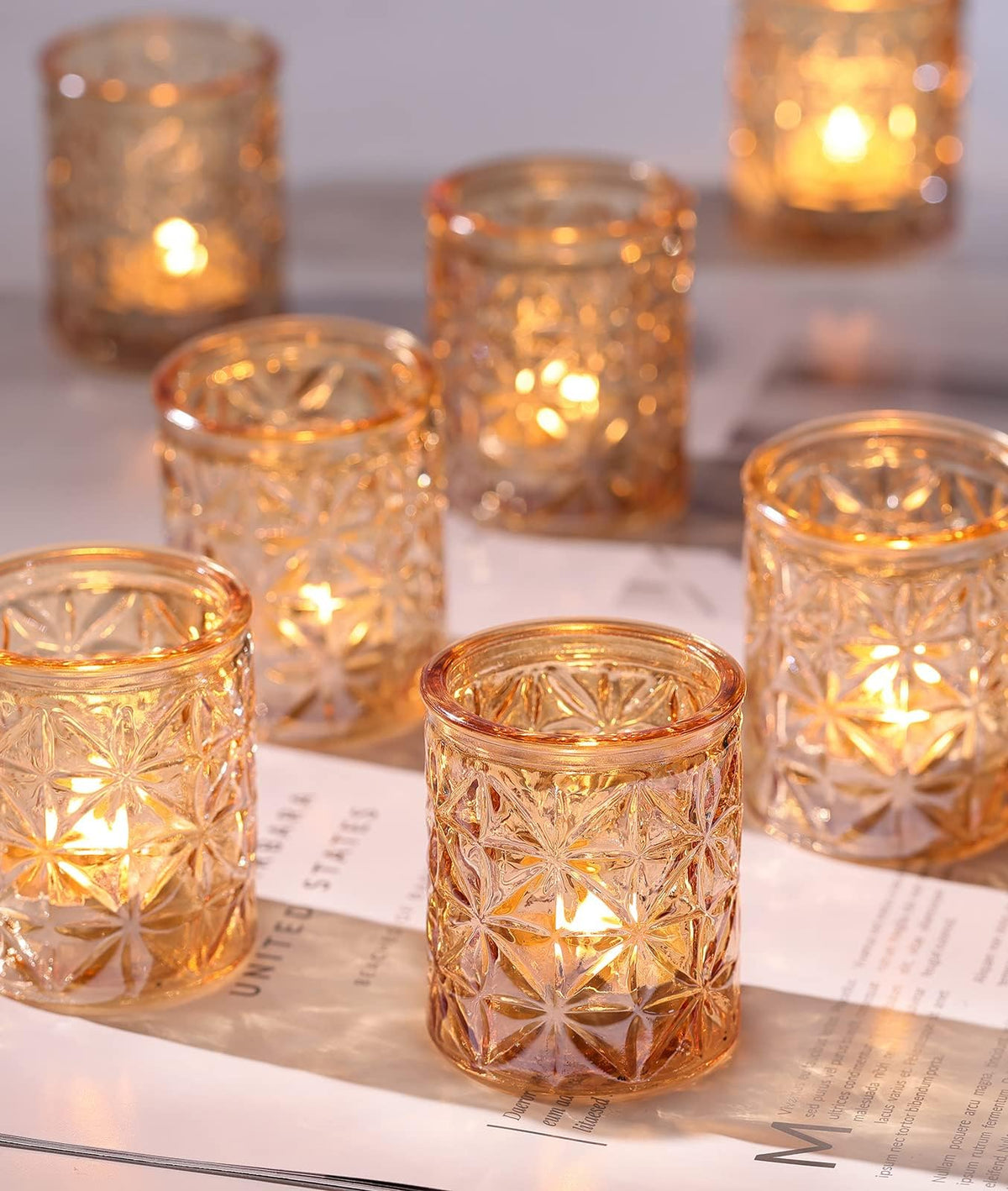 Gold Votive Candle Holders Set of 12, Tea Lights Candle Holders Glass for Wedding Table Centerpieces, Gold Candle Holder for Christmas Party Diwali Centerpieces for Table, Home Party Supplies