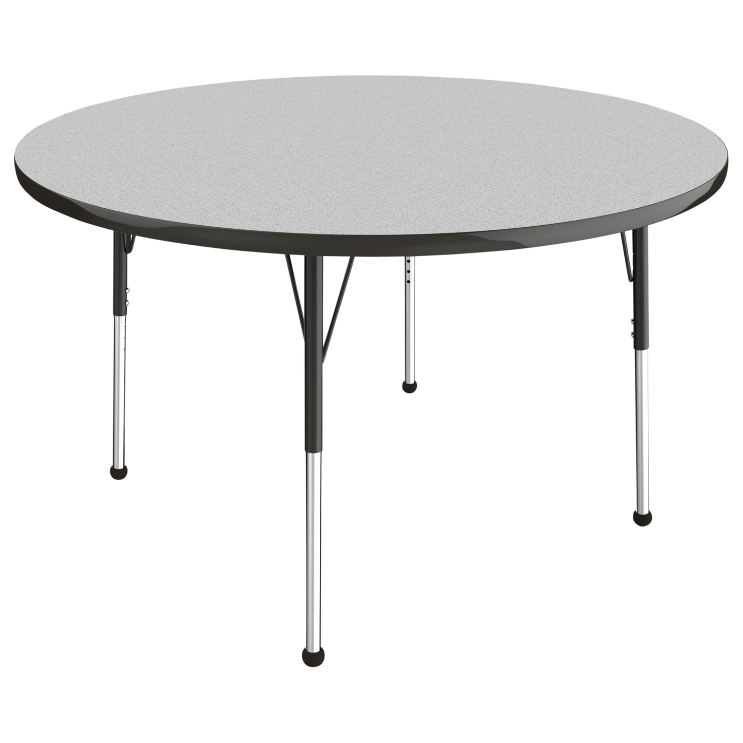 Factory Direct Partners FDP 48" Round Thermofused Classroom Activity Table with Standard Ball Glide Legs, Adjustable Height 19"-30" - Gray/Black, 10138-GYBK