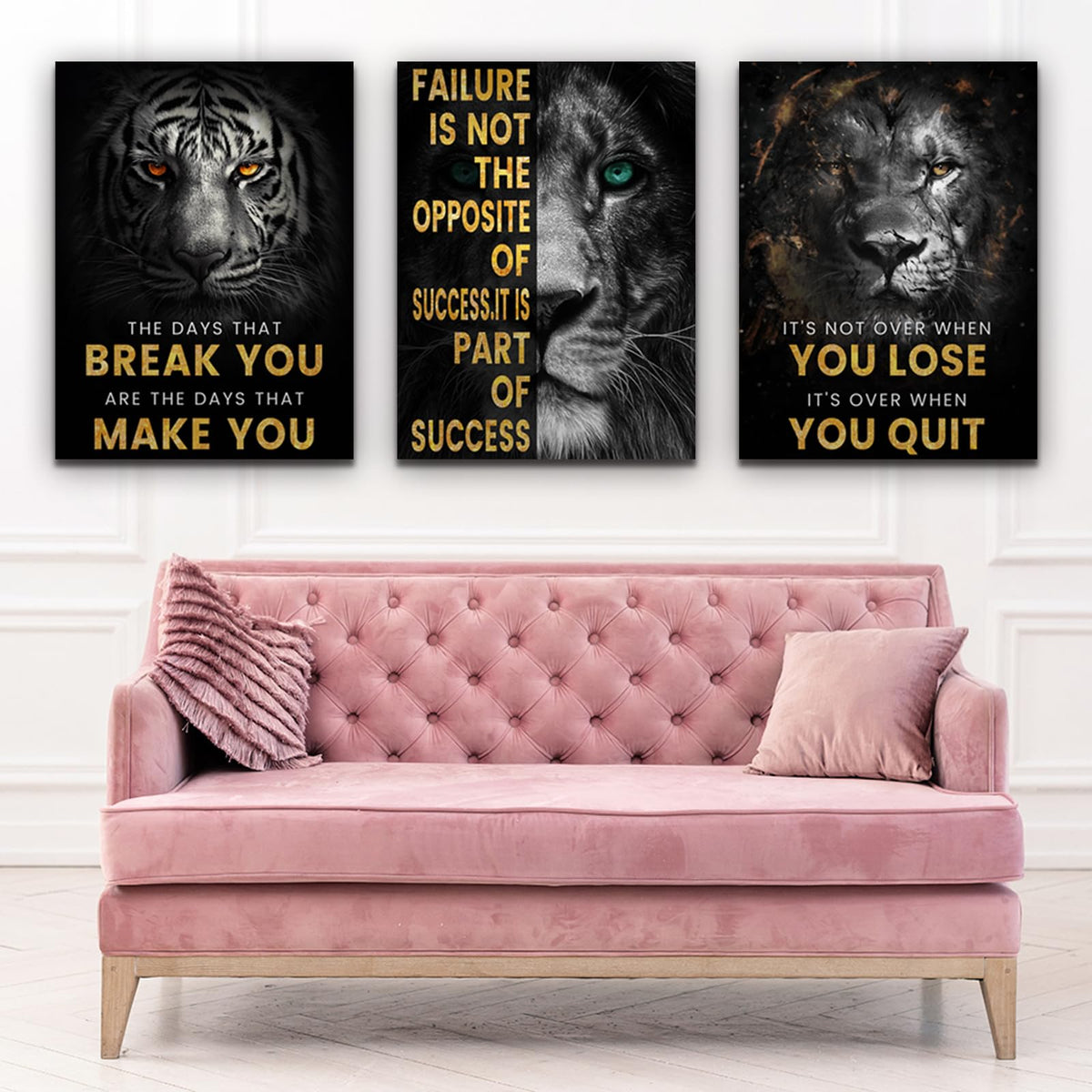 Inspirational Motivational Posters - Framed Canvas Art Set for Office, Living Room, Bedroom - (36''W x 16''H)