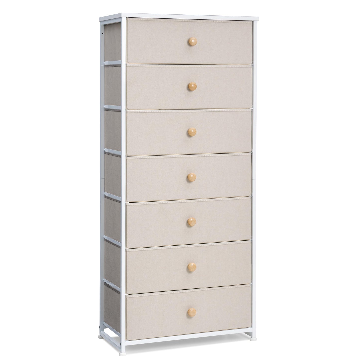Crestlive Products Tall Dresser, 7-Drawer Wide Fabirc Storage Tower, Chests of Drawers - Vertical Organizer Unit for Bedroom, Hallway, Entryway, Nursery, Wood Top, Closets with Handles (Beige)