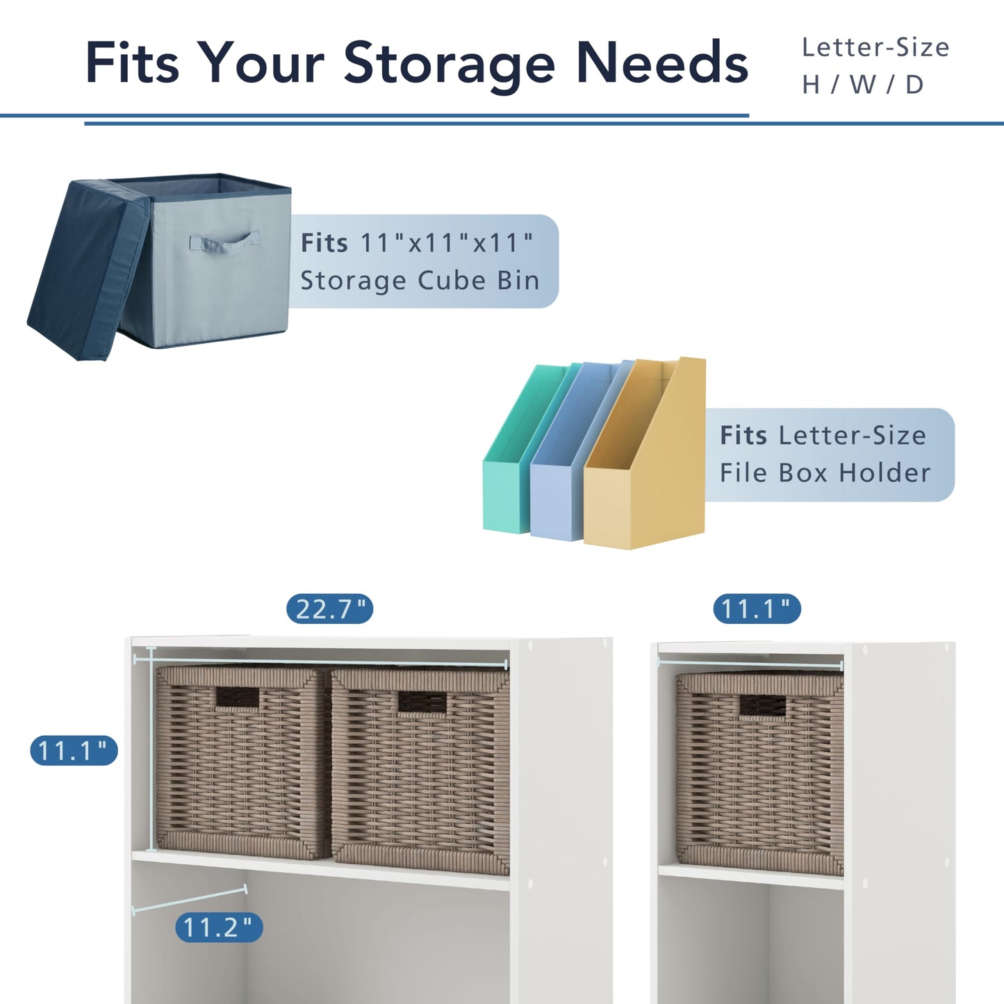Homes: Inside + Out Apexa 2-Cube Storage Organizer Shelves, Stackable Wood Bookcase Fits Cubby Bins for Organization, Dorm Teen Room Decor & Home Office, Light Blue