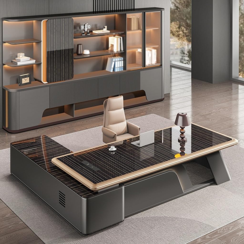 DRTGHYD Vanity Desk Office Desks Executive Desk, Modern CEO, Leadership Office Furniture, Manager's