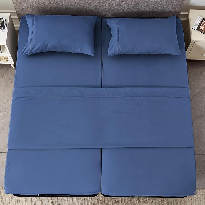 Kingnex Split Queen Sheets for Adjustable Bed Soft 1800 Microfiber 5 Pieces