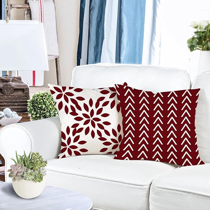 YCOLL Christmas Pillow Covers 20x20 Set of 4, Modern Sofa Throw Pillow Cover