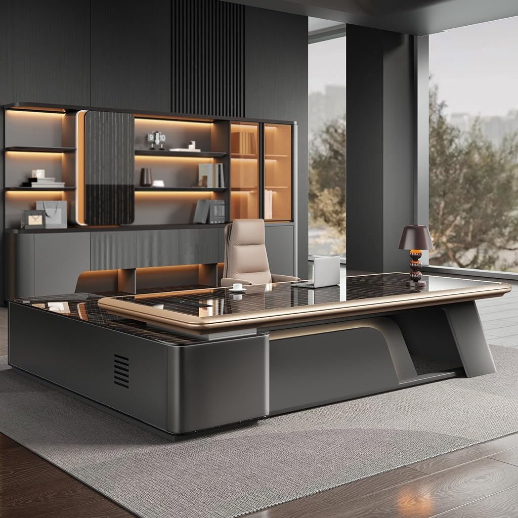 DRTGHYD Vanity Desk Office Desks Executive Desk, Modern CEO, Leadership Office Furniture, Manager's