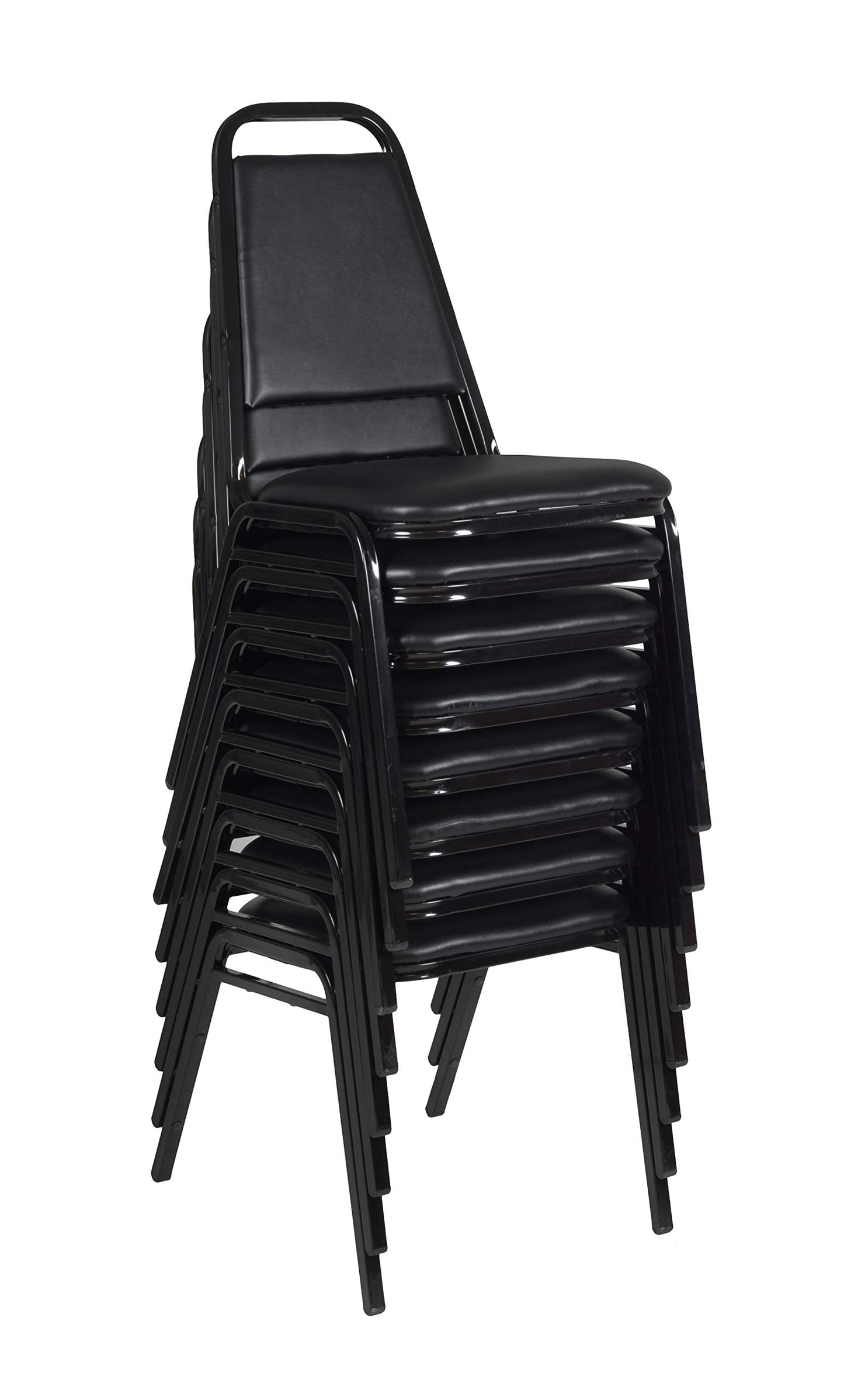 Regency 8029 Stackable Cushioned Restaurant Chair – Durable Commercial Dining Chair with Vinyl Cushion, Reinforced Steel Frame, Easy‑Clean Stackable Banquet & Event Seating – Black – 8‑Pack
