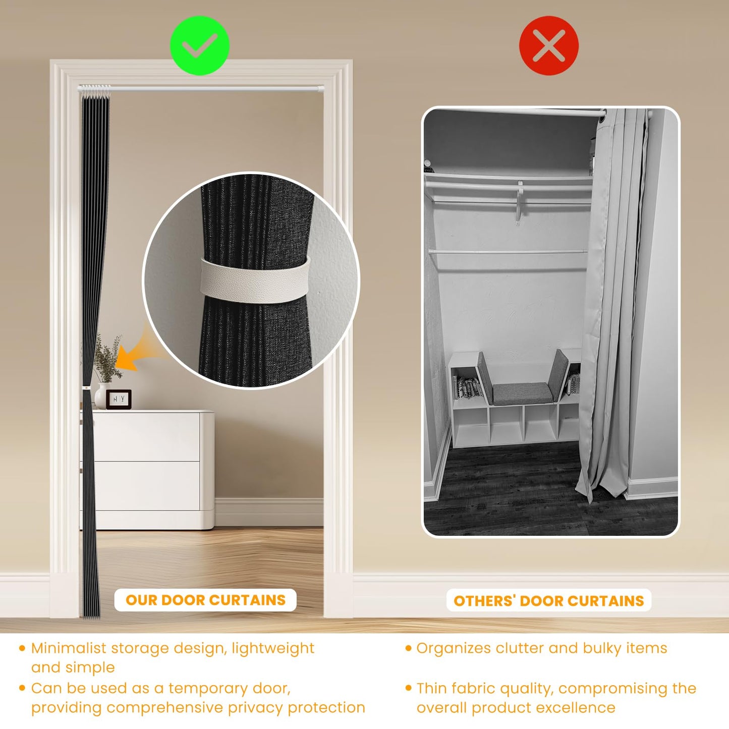 AJAZZ 100% Blackout Accordion Door Closet Curtain Door Curtain Invisible Applicable Bedroom Room Living Room Doorway (Black 72" W x 78" L) 1 Panel