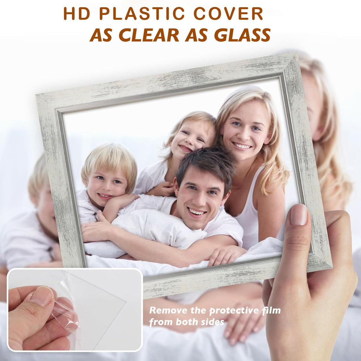 XUANLUO 4x6 Picture Frames Set of 4 Rustic Retro Photo Frame with HD Plastic Cover for Wall Mount and Tabletop Display Family Friends Wedding Gift