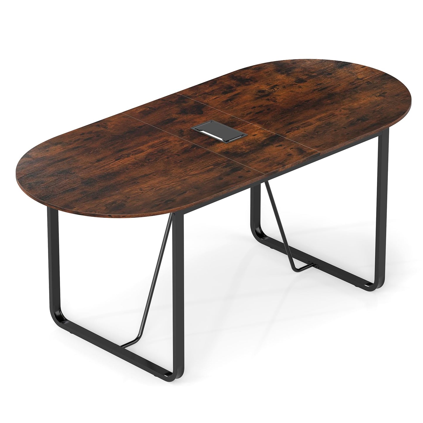 Giantex 71" Conference Table, Large Oval Meeting Table with Cable Management Grommet, Sturdy Metal Legs, Industrial Business Training Seminar Desk for Office Conference Room Boardroom