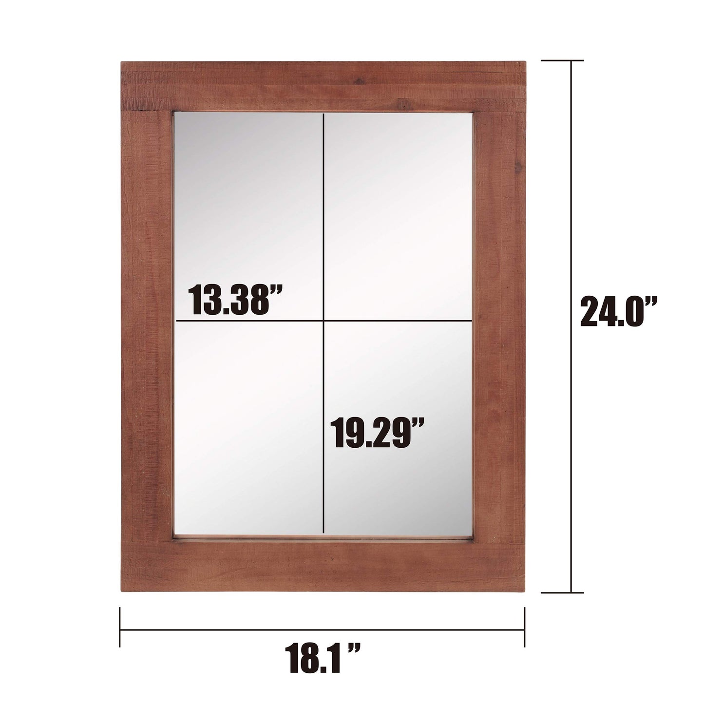 Stonebriar 24" x 18" Rectangle Redwood Frame Wall Mirror with Attached Hanging Brackets, Decorative Country Rustic Decor for the Living Room, Bedroom, Bathroom, Hallway, and Entryway