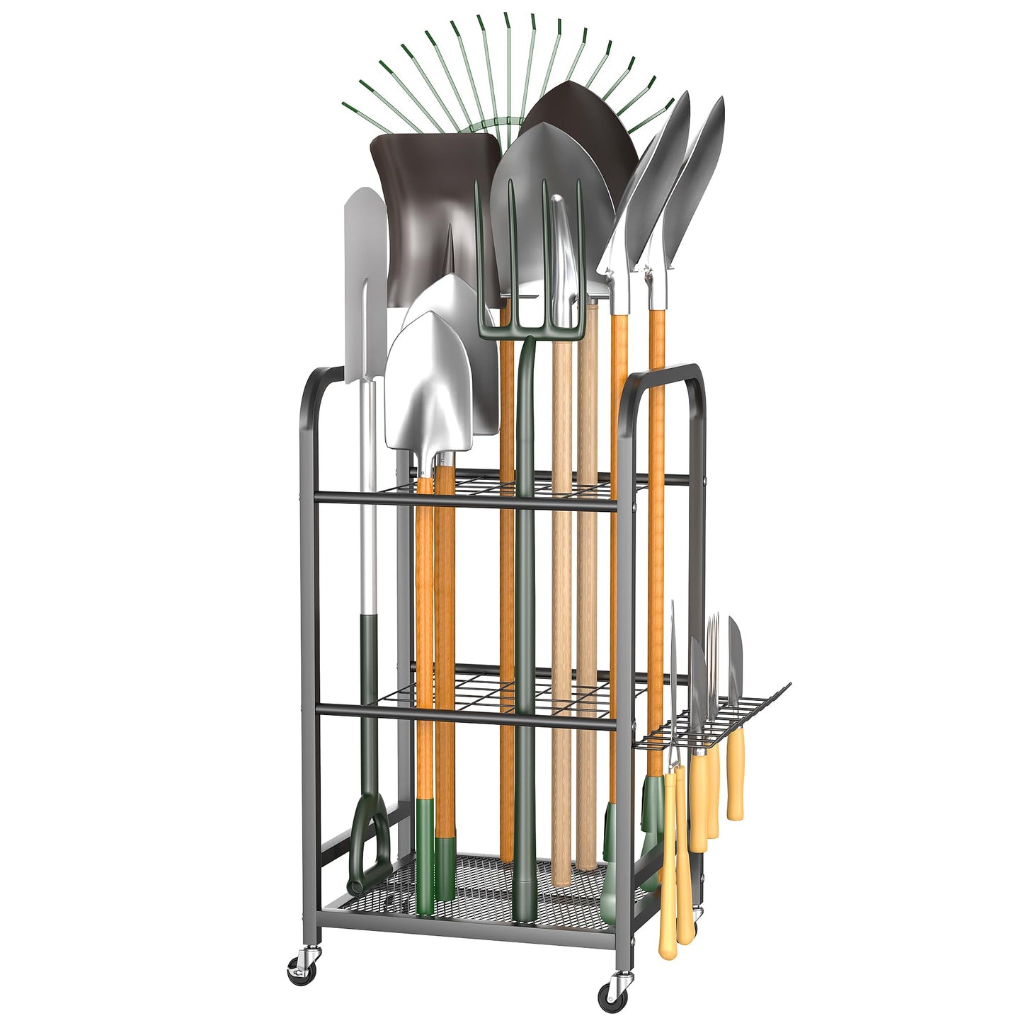 EVERHANGER Garden Tool Organizer and Storage, Yard Tool Stand Garage Tool Organization, Yard Tool Racks for Indoor/Outdoor Use