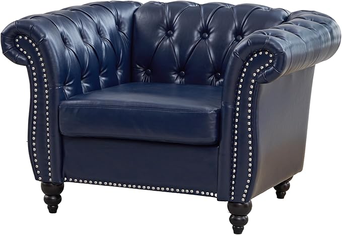 Mid-Century Sofa Chair, Faux Leather Accent Chair