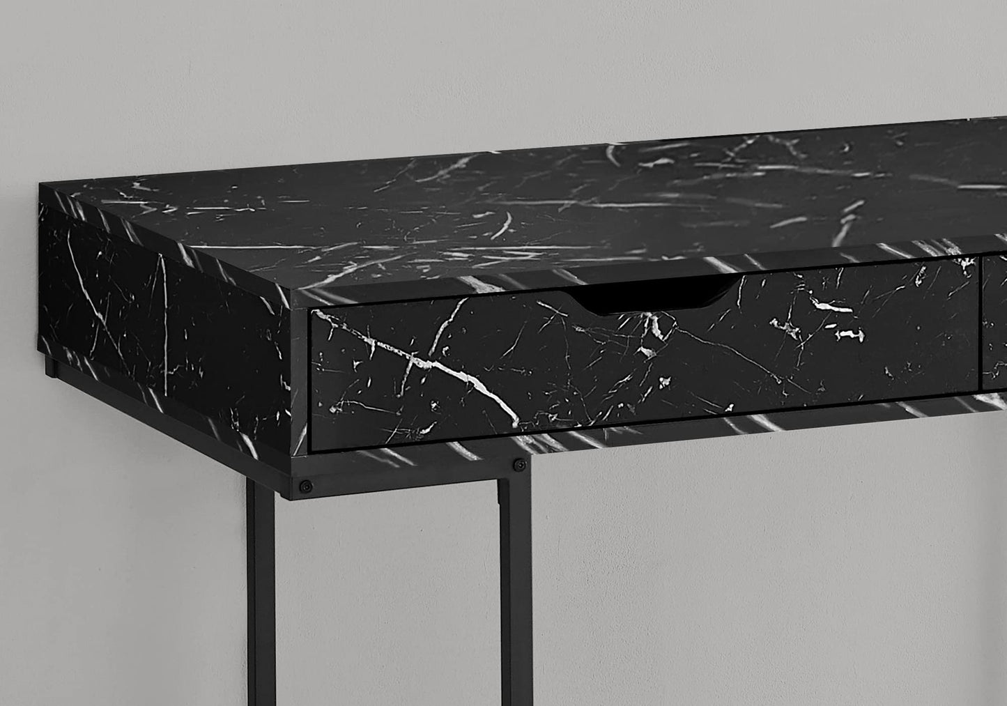 Monarch Specialties I 7552 Computer Desk, Home Office, Laptop, Storage Drawers, 48" L, Work, Metal, Laminate, Black Marble Look, Contemporary, Modern