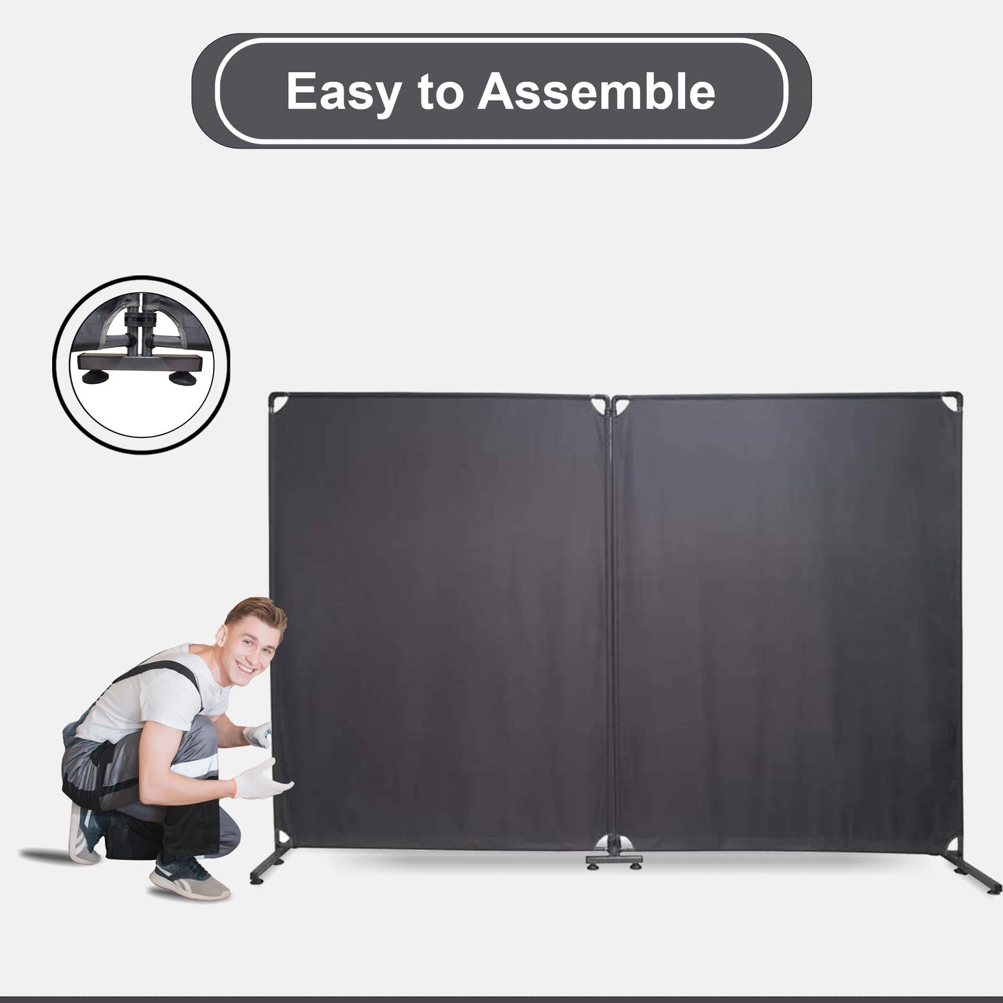 STEELAID Room Divider Office Wall Divider 100'' Gray Partition for Home Office, Restaurant,School, Church, Classroom, Dorm Room, Kids Room, Freestanding & Foldable