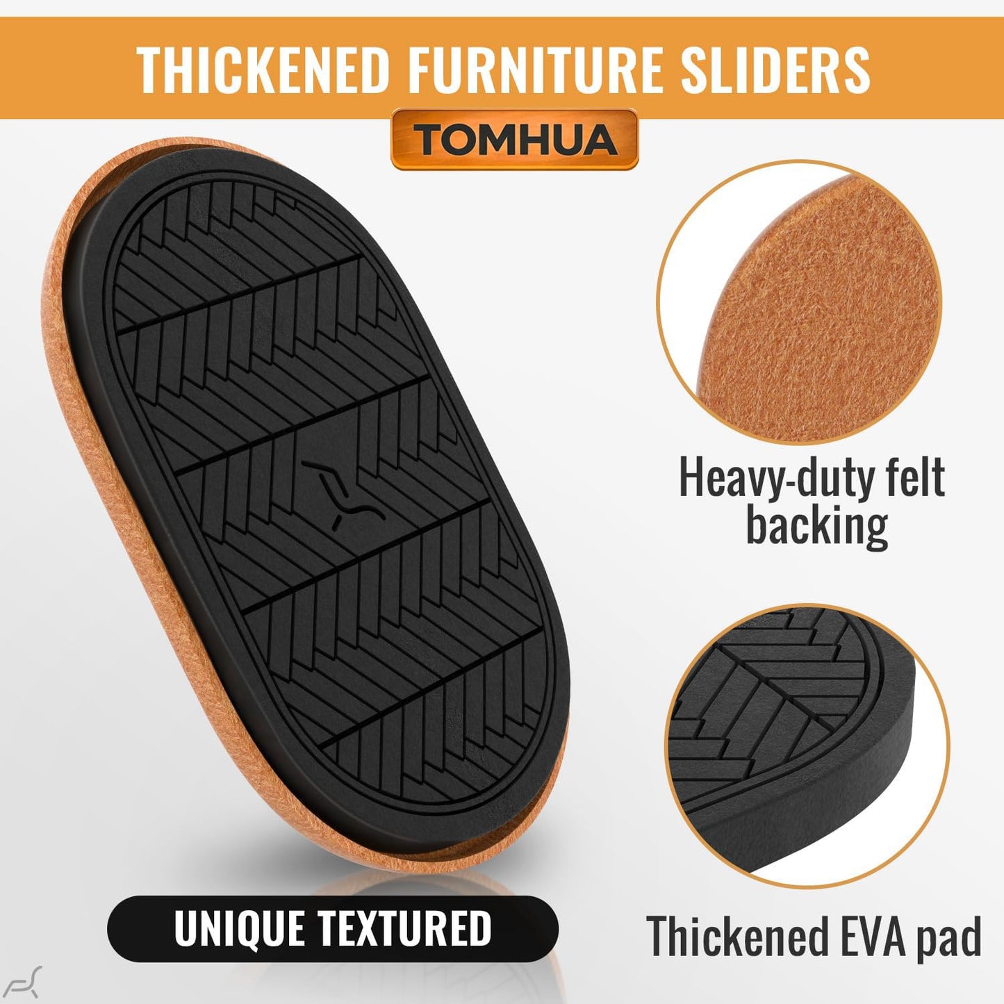 Furniture Sliders for Hardwood Floors Felt-4 Pack 9-1/2" Oval Reusable Furniture Slider with Extra Thick Design - Heavy-Duty Furniture Movers - Felt Sliders Effortless Moving