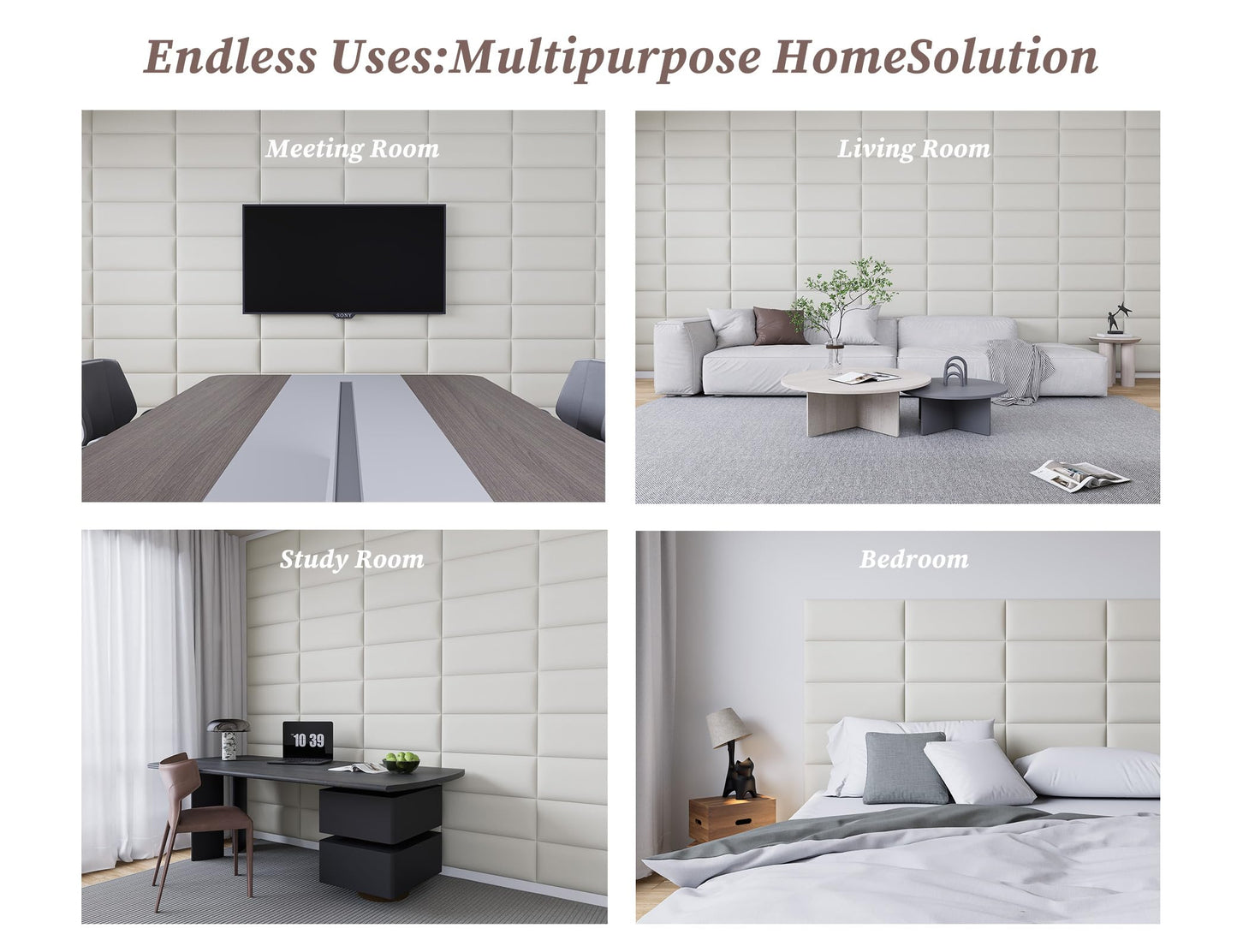 Gorkett Peel and Stick Upholstered Wall Mounted Headboard King Size, 12 Panels 3D Soundproof Leather Headboard,Wall Mounted Headboards,Reusable and Removable Wall Panels, 10"x24" White