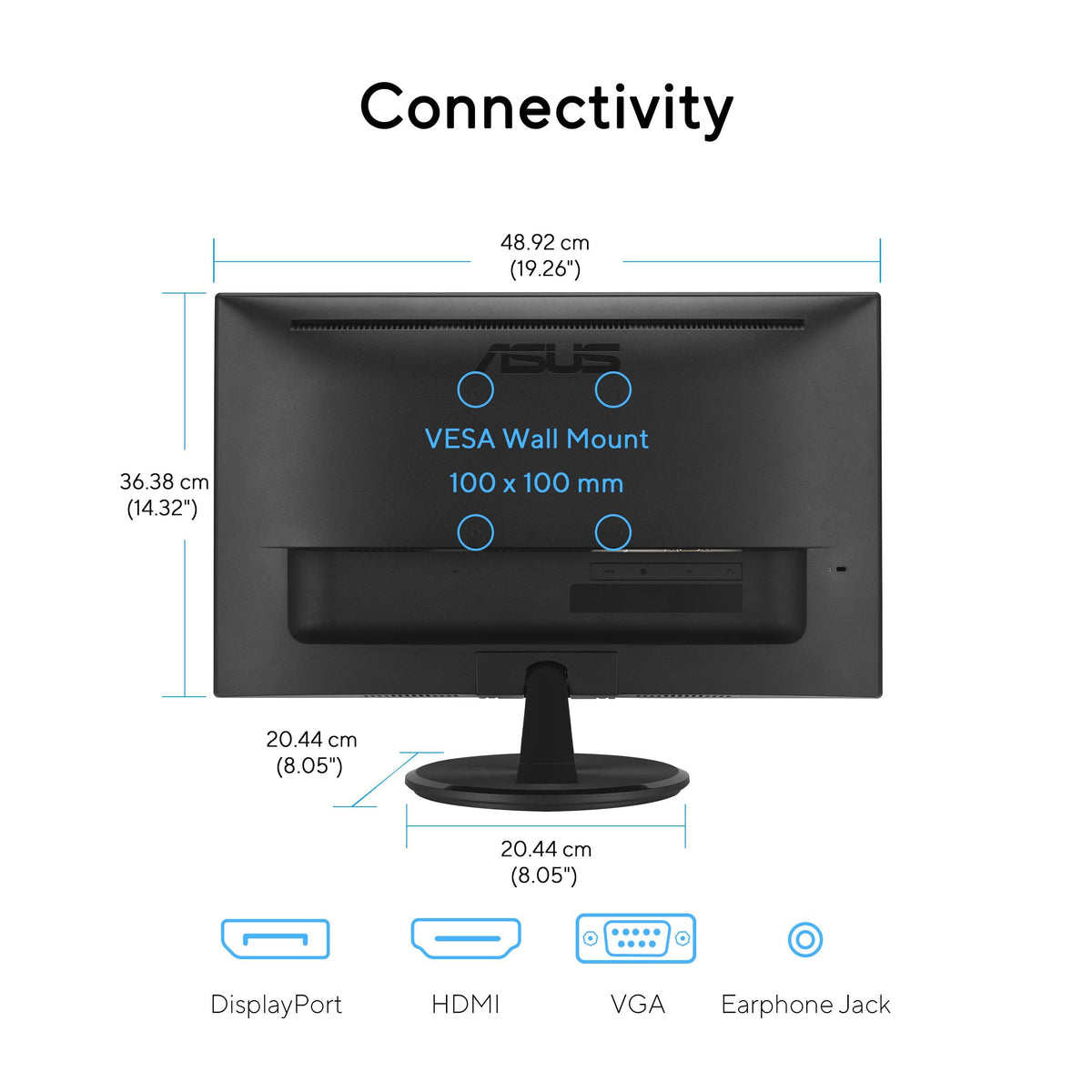 ASUS VP229Q 21.5” Monitor, 1080P Full HD, 75Hz, IPS, FreeSync/Adaptive-Sync, Eye Care, HDMI DisplayPort VGA, Frameless, VESA Wall Mountable Black