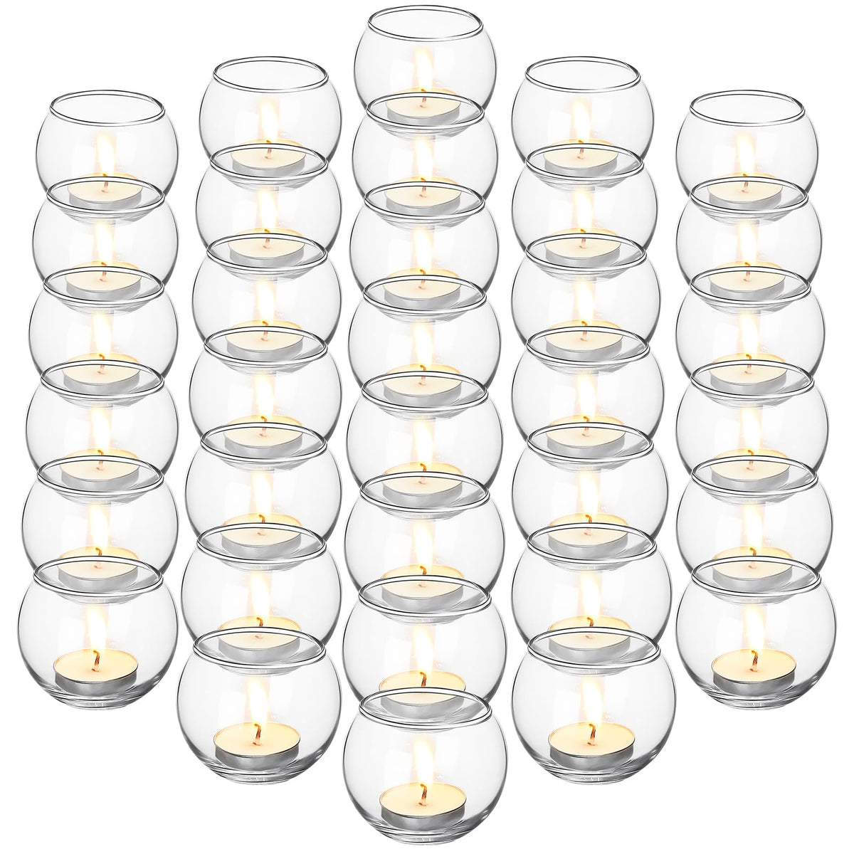 Uiifan 36 Pcs Clear Votive Candle Holder 1.97'' x 2.17'' Bulk Glass Tea Lights Round for Wedding Candle Jars Holder for Wedding Table Centerpiece Party Birthday Home Decoration