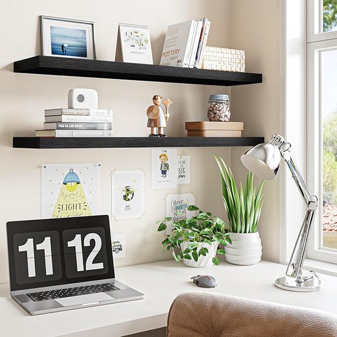 Fixwal Floating Shelves for Wall, 35.4" Long Heavy Duty Wall Mounted Rustic