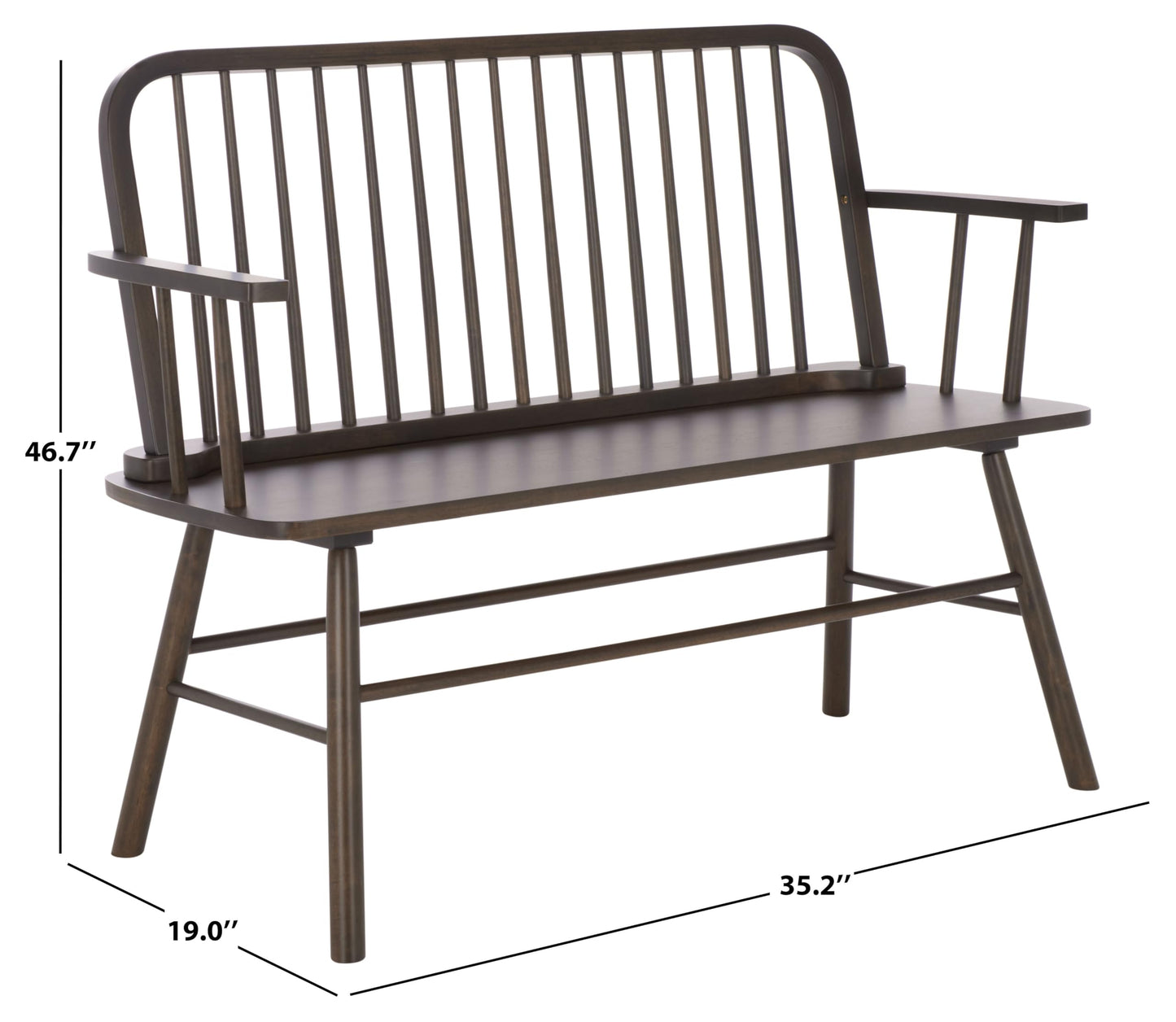 SAFAVIEH Home Collection – Lucilia Spindle Bench, Dark Walnut Solid Wood Entryway or Dining Bench, Windsor Style Seating (BCH8501D)