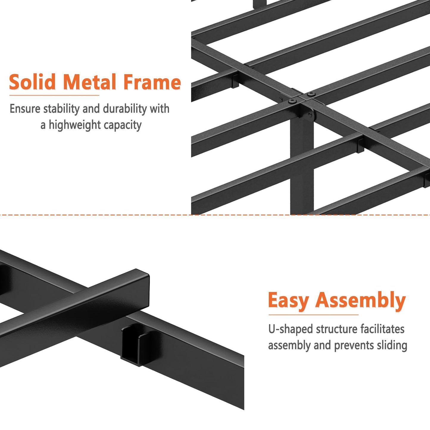 DIIYIV Twin Metal Bed Frame,Steel Slat Support,Noise Free,Easy Assembly