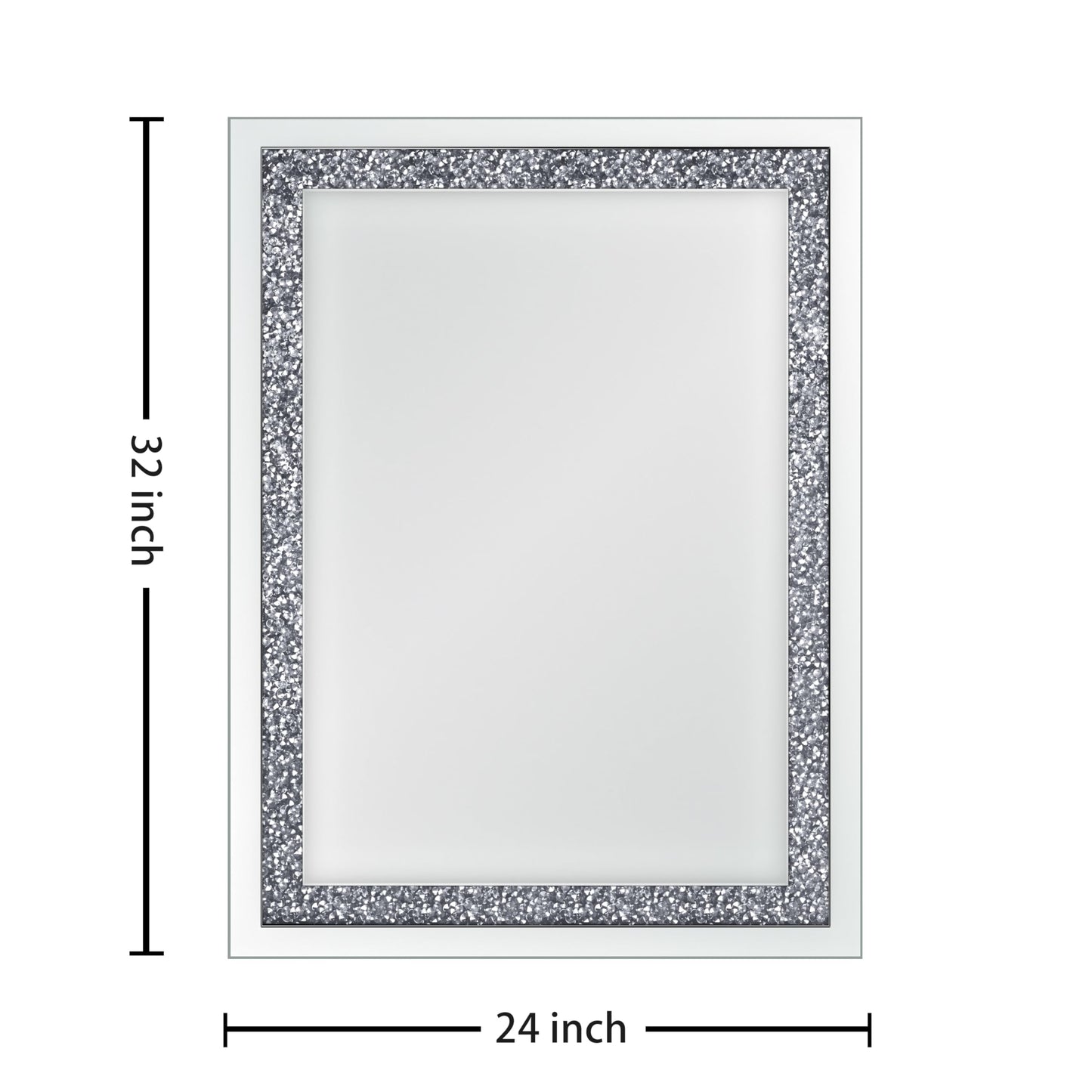 GOAND Crystal Crush Diamond Mirror- 24"x32" Silver Mirror, Gorgeous Wall Mirror, Rectangle Mirrors for Wall Bathroom, Bedroom, Dining Room and Living Room