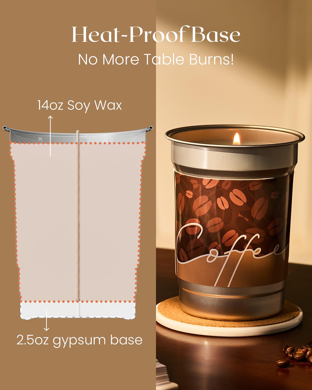 M&SENSE Hot Chocolate Scented Candles, Soy Wax 16.2oz