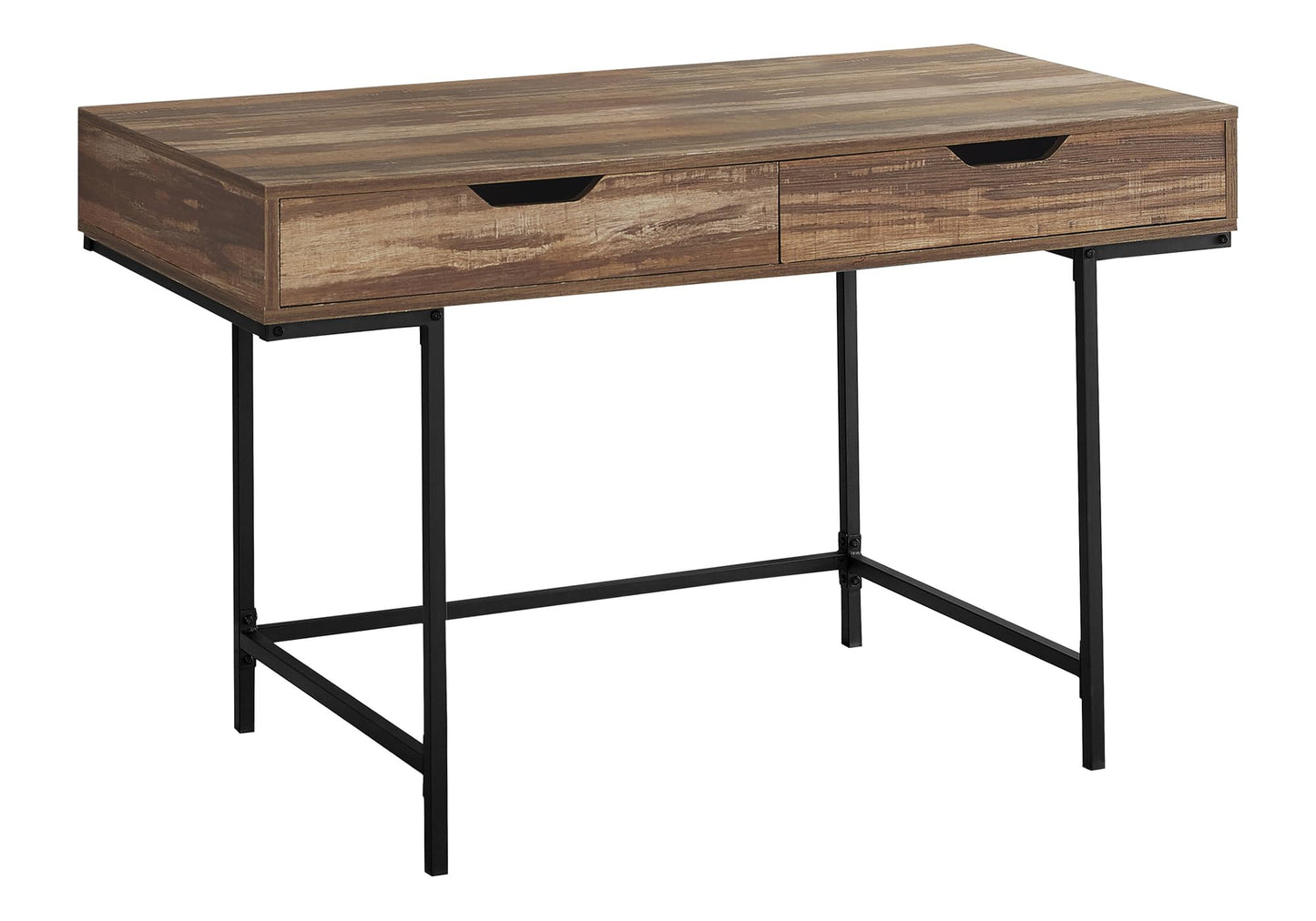 Monarch Specialties I 7557 Computer Desk, Home Office, Laptop, Storage Drawers, 48" L, Work, Metal, Laminate, Brown, Black, Contemporary, Modern