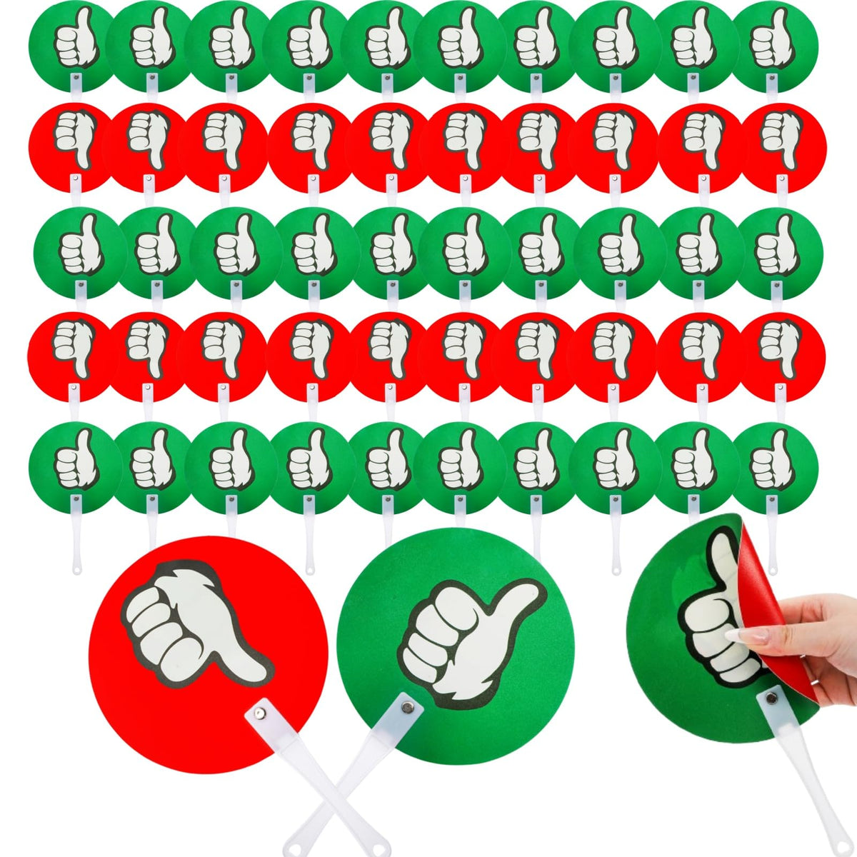 ELFULLY 50 Pack Thumbs Up Thumbs Down Paddles, Classroom Voting Paddles, Yes or No Plastic Sign, True False Signs for Teacher Student Interaction, Teacher Supplies for Classroom Events School