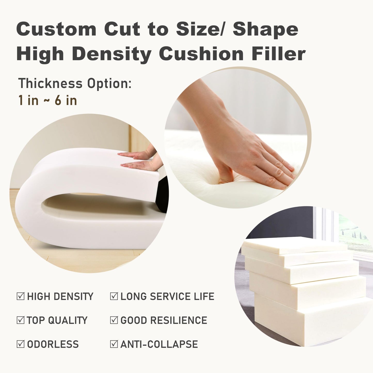 Kiyeocca Custom Made Bench Cushion, Window Seat Cushion Indoor, Bench Seating Cushion, Storage Bench Seat Pad, Fireplace Hearth Cushions for Bench Sitting