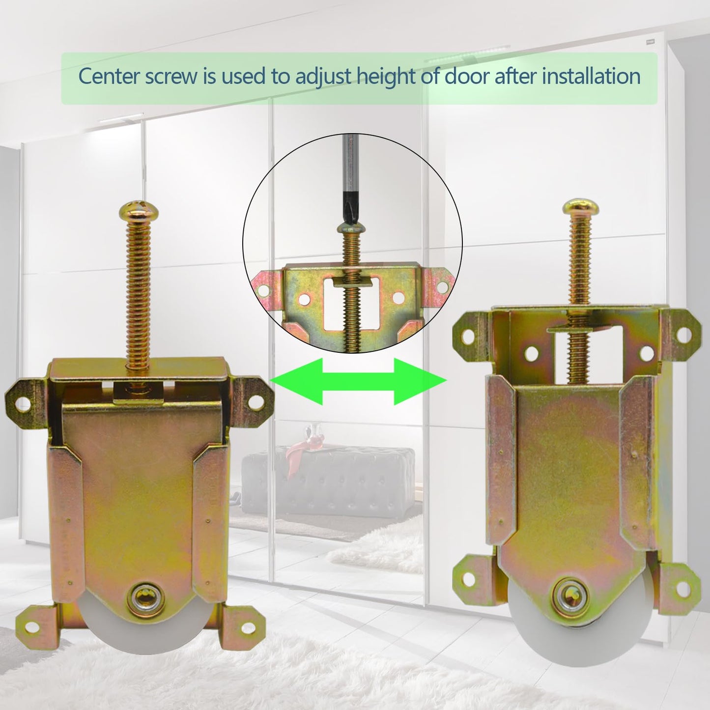 Sliding Mirror Closet Door Rollers Replacement Hardware Fits Contractors Part #W8020C or Hard 1775 Wardrobe Doors Wheels, 1-1/2" Durable POM Concaved Ball Bearing Wheel, 2 Pack