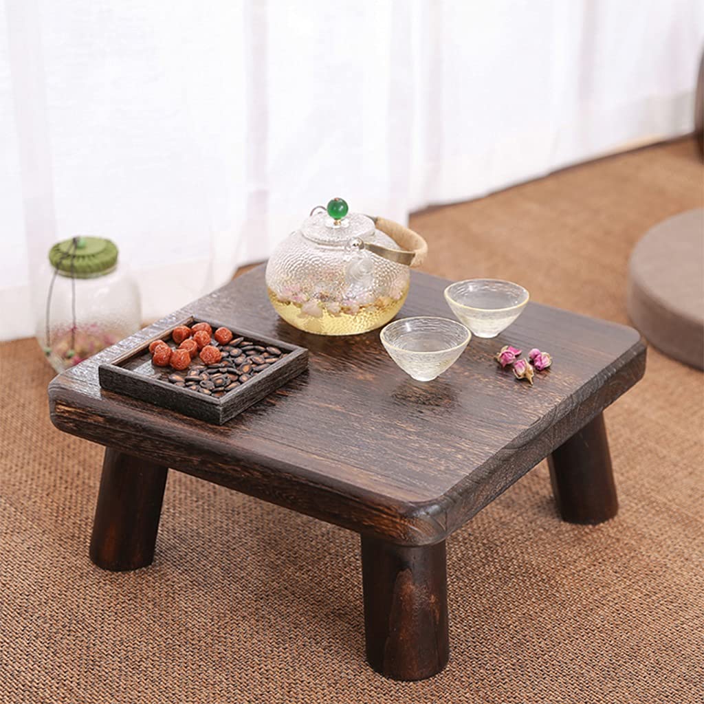 GHHDPXM Retro Japanese-Style Small Coffee Table Bay Window Square Coffee Table Zen Tea Low Table Simple Table Low Stool (Size : 36x36x21cm)