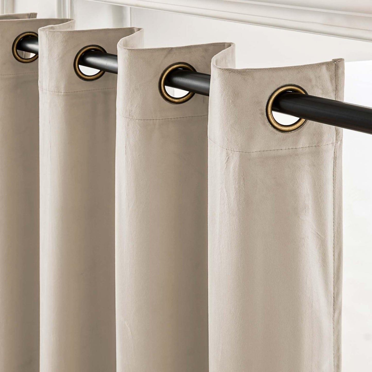 Lazzzy Polyester Curtains Beige Thermal Insulated Curtains 90 inch Long for Bedroom Living Room Darkening Noise Reducing Soft Luxury Window Treatments Grommet Drapes 2 Panels Beige