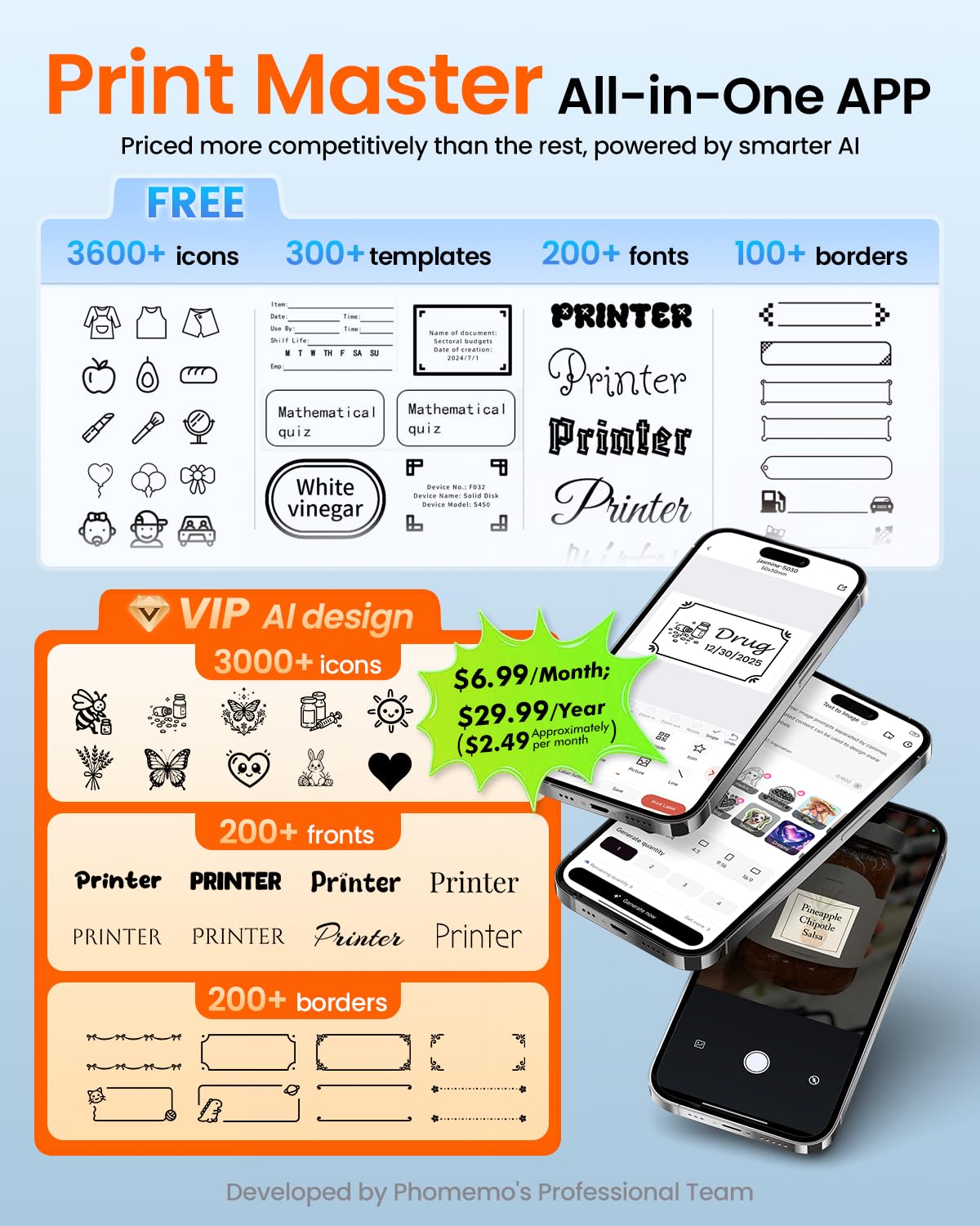 Ponek Label Maker Machine with Tape, M100 Address Barcode Label Printer, Versatile App 4000 Icons and 300 Fonts, Industrial Label Makers for Small Business, Office, Home, School, Safety Label Makers