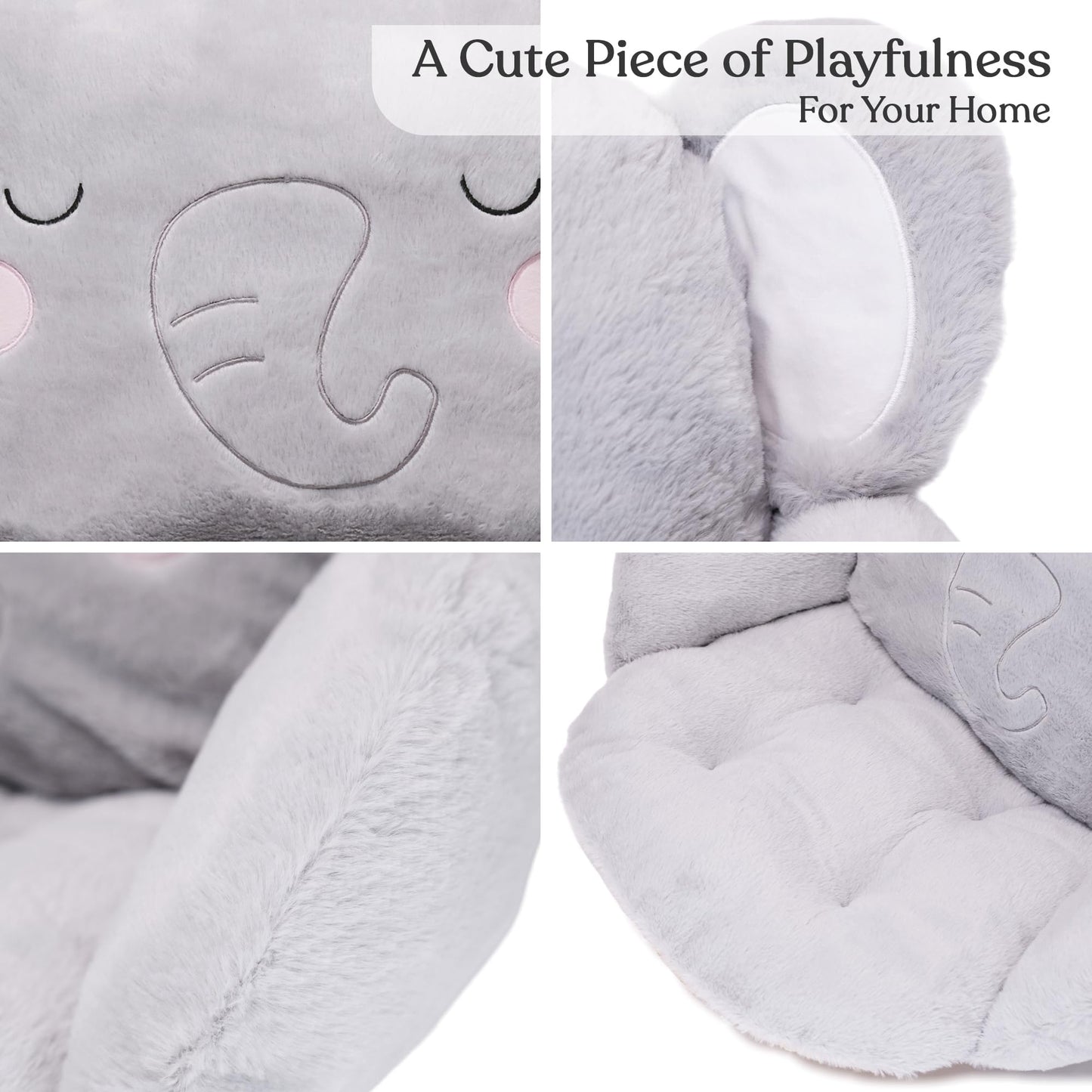 ninazy Elephant Animal Cushion - Cute Pillows Chair Pillow - Gaming Chair Cushion Cute - Seat Cushion for Office Chair - Sitting Pillow Car Seat Pillows Decor - Plush Pillows (Ele)