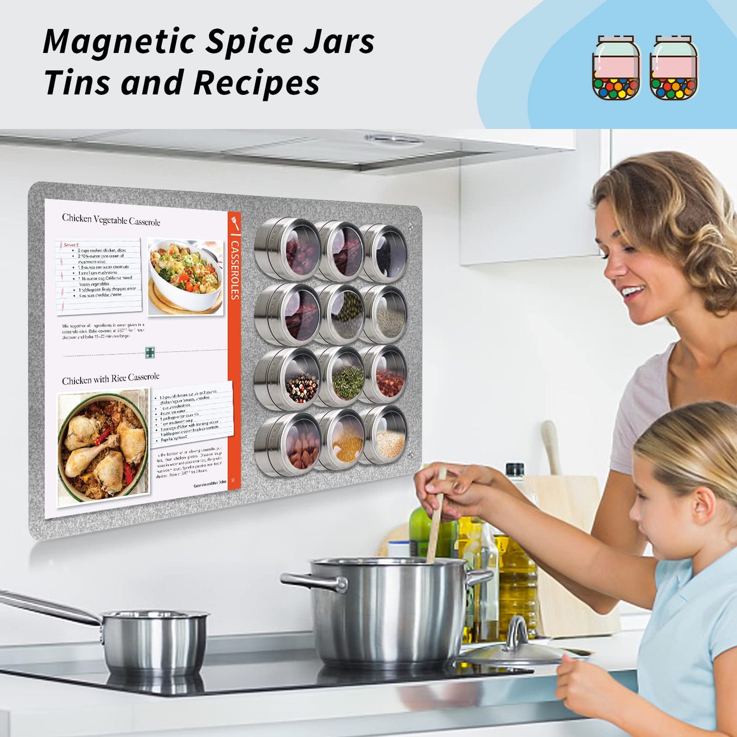17.7" x 11.8" 2 Pack Metal Magnetic Board - Magnet Bulletin Board to Display Magnetic Letters Numbers Animal, Poetry, Spice Jars, Notes, Photos, Suitable for Wall, Refrigerator, Cubicle, Cabinet