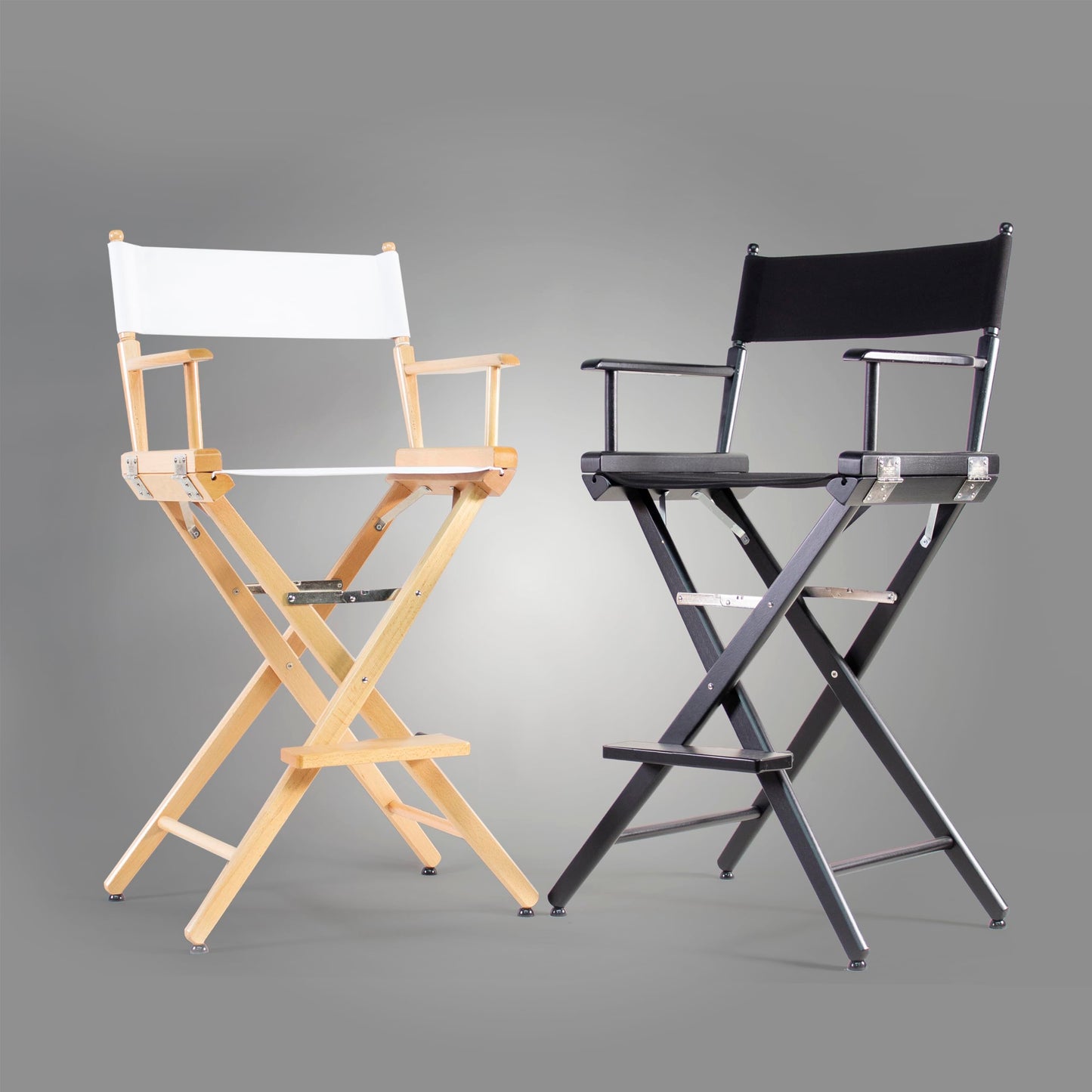Filmcraft Tall Black Director’s Chair – Professional Folding Makeup Artist Chair with Canvas Seat & Back – Hollywood Film Set, Photography Studio & Hair Stylist Director Chair (1, Beige Canvas)